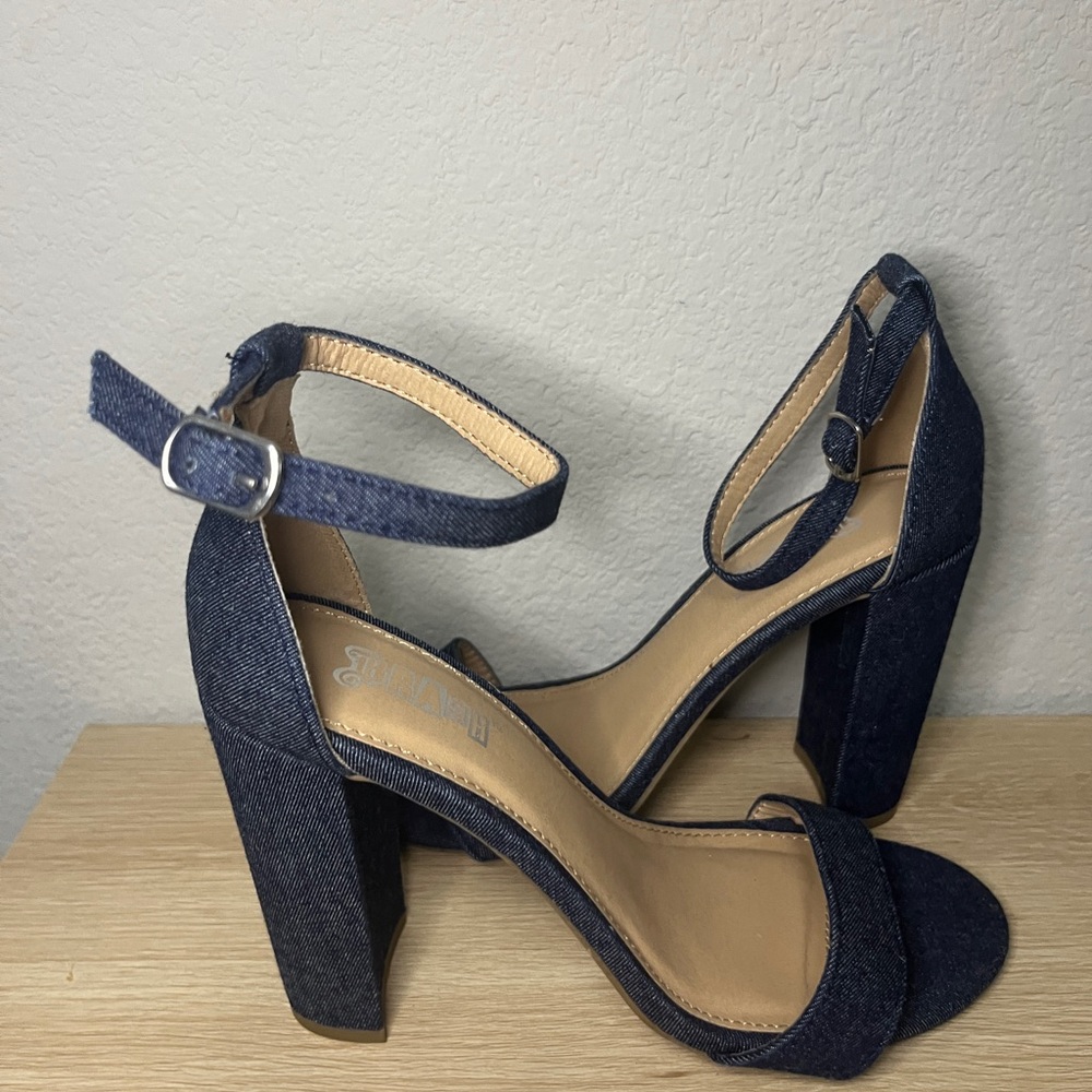 Brash Denim Blue Heels - Picture 2 of 10
